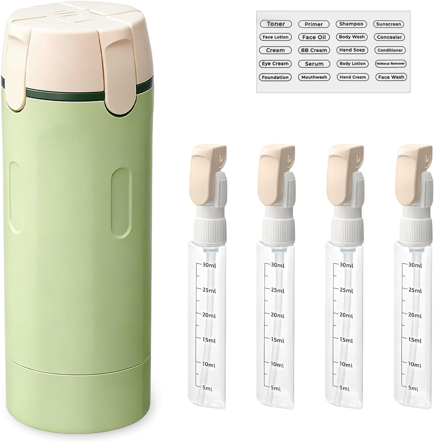 4-in-1 Travel Dispenser | TSA Approved Leak-Proof Bottles
